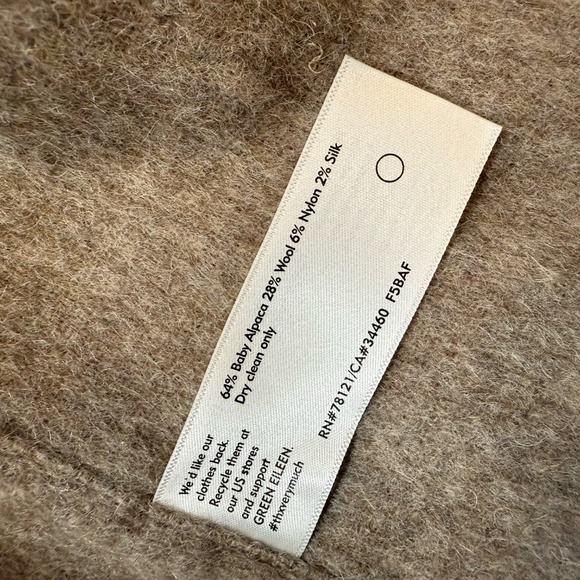 Eileen Fisher | Hooded Double Face Alpaca Blend Coat Medium Petite - Picture 7 of 11